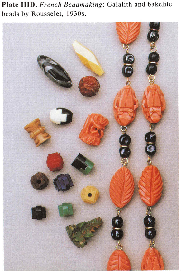 Plate IIID French Beadmaking: Galalith and bakelite beads by Rousselet, 1930s. 