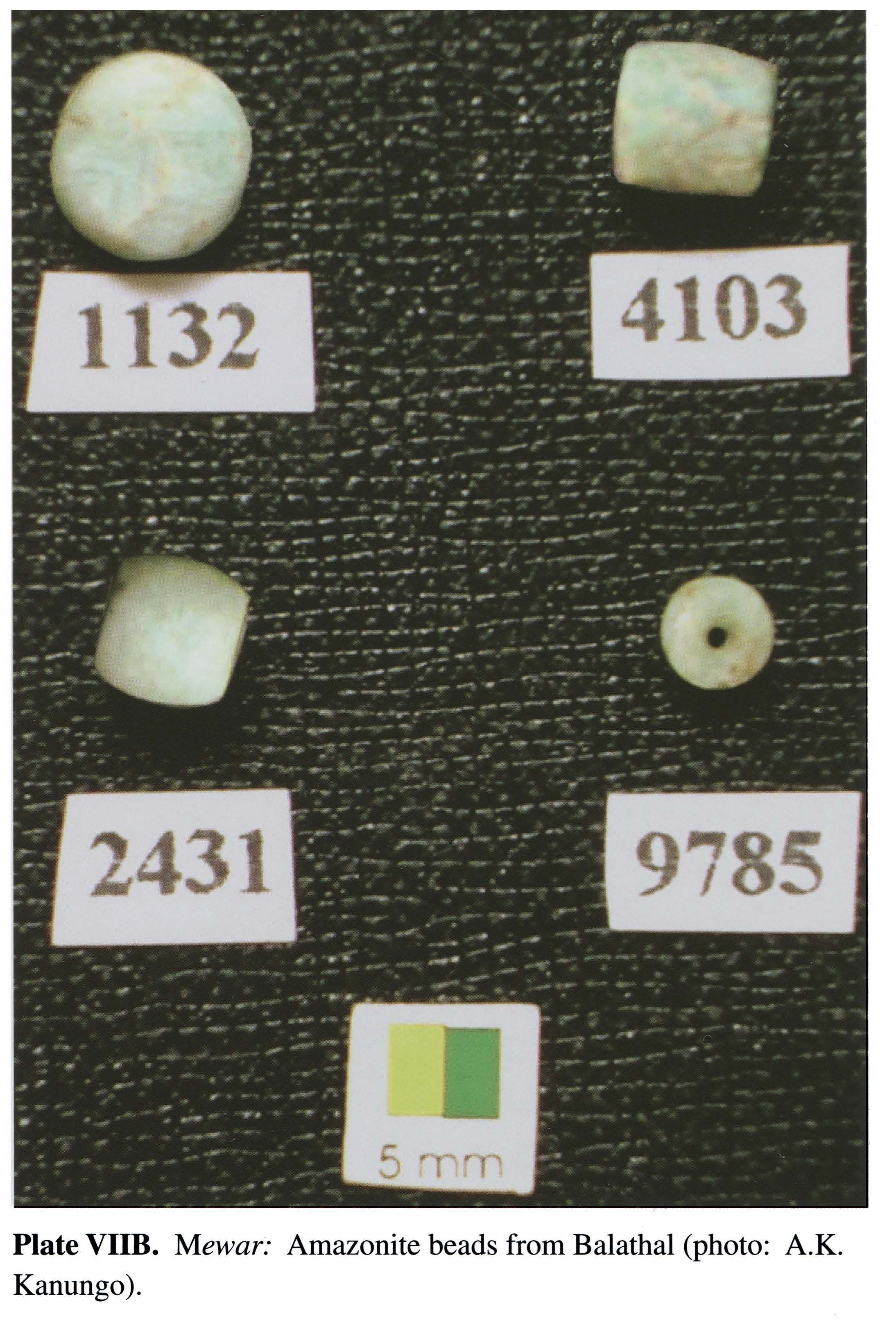 Plate VIIB Mewar: Amazonite beads from Balathal (photo: A.K. Kanungo).
