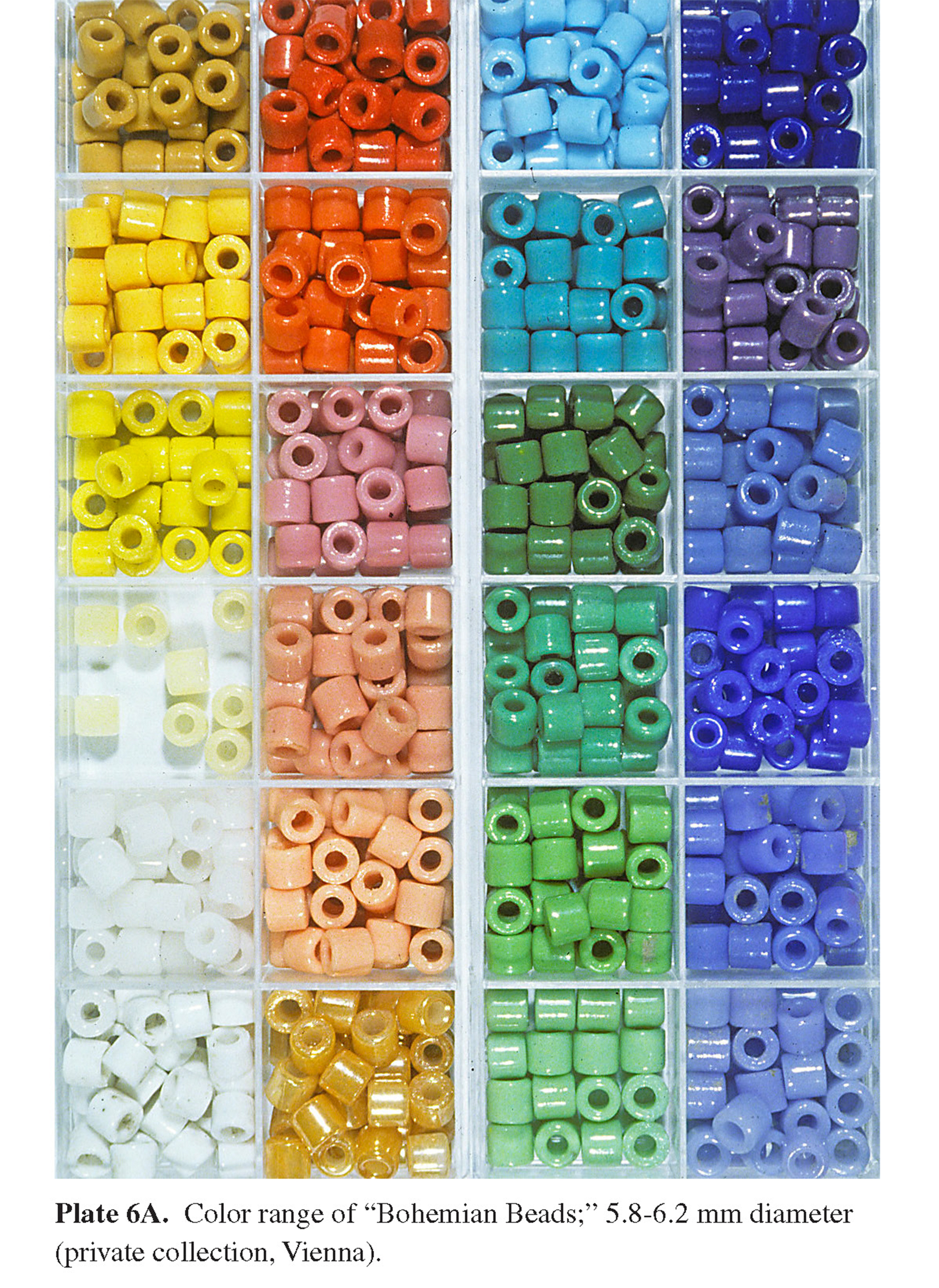 Plate 6A Color range of “Bohemian Beads;” 5.8-6.2 mm diameter (private collection, Vienna).