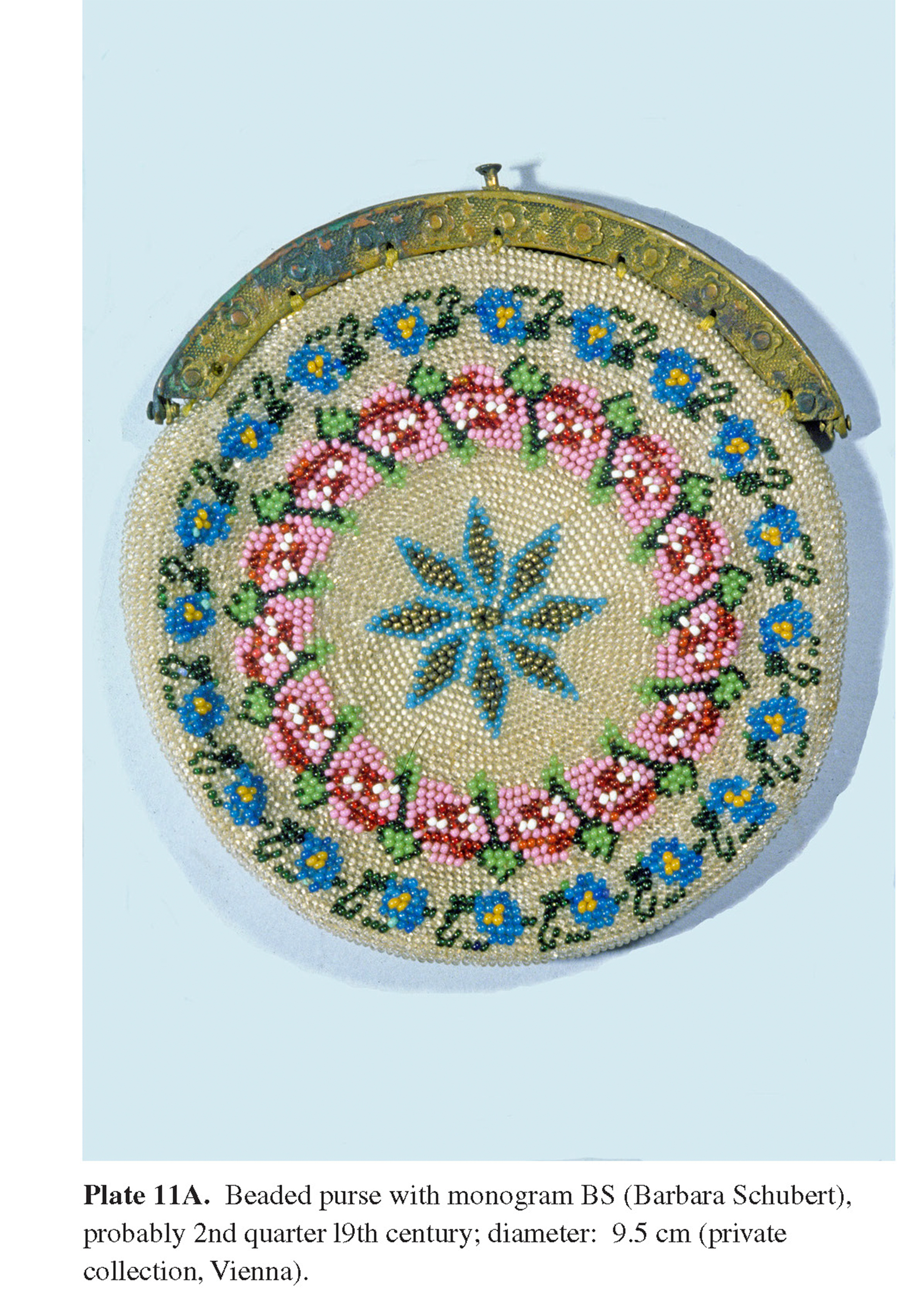 Plate 11A Beaded purse with monogram BS (Barbara Schubert), probably 2nd quarter l9th century; diameter: 9.5 cm (private collection, Vienna).