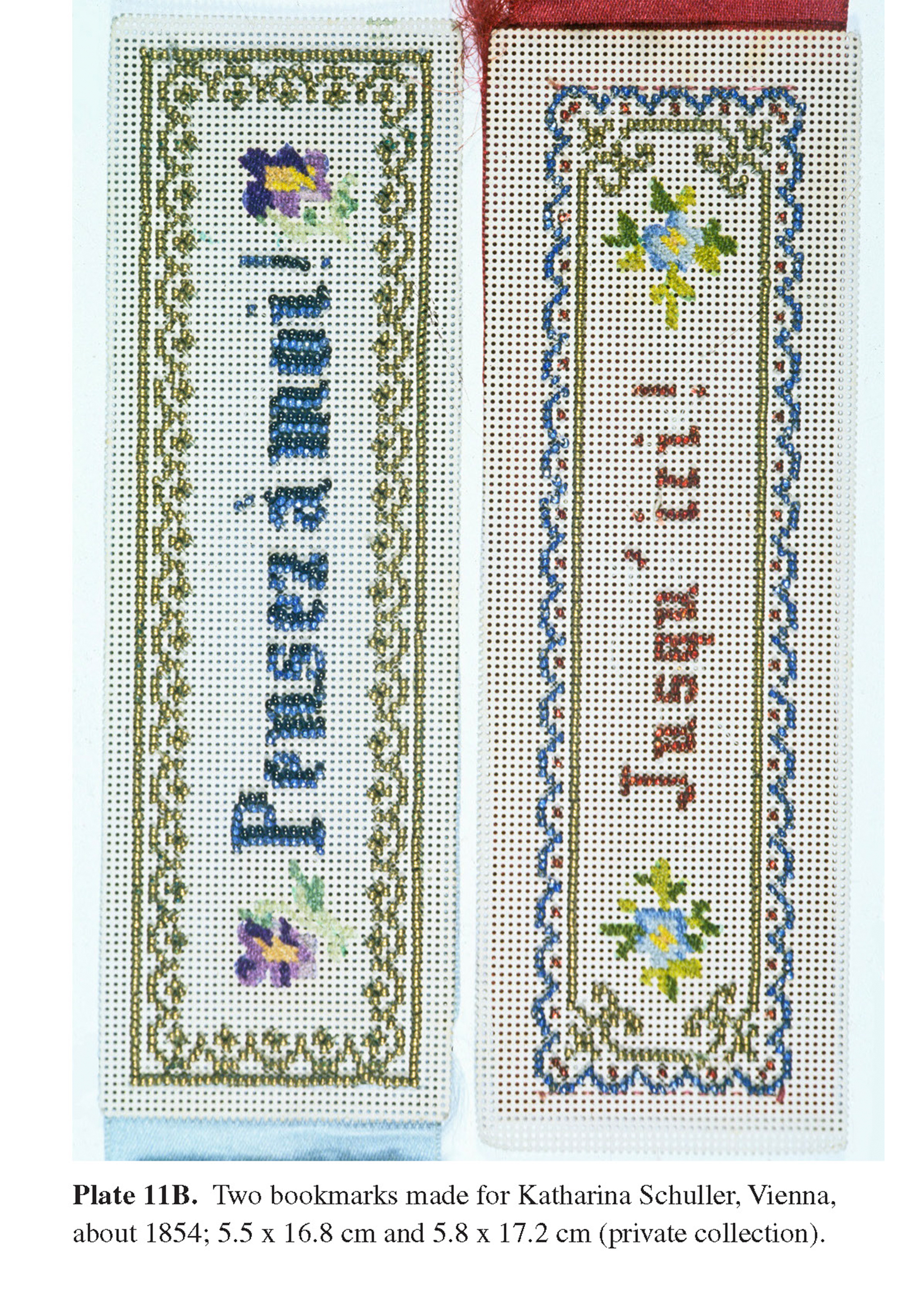 Plate 11B Two bookmarks made for Katharina Schuller, Vienna, about 1854; 5.5 x 16.8 cm and 5.8 x 17.2 cm (private collection).