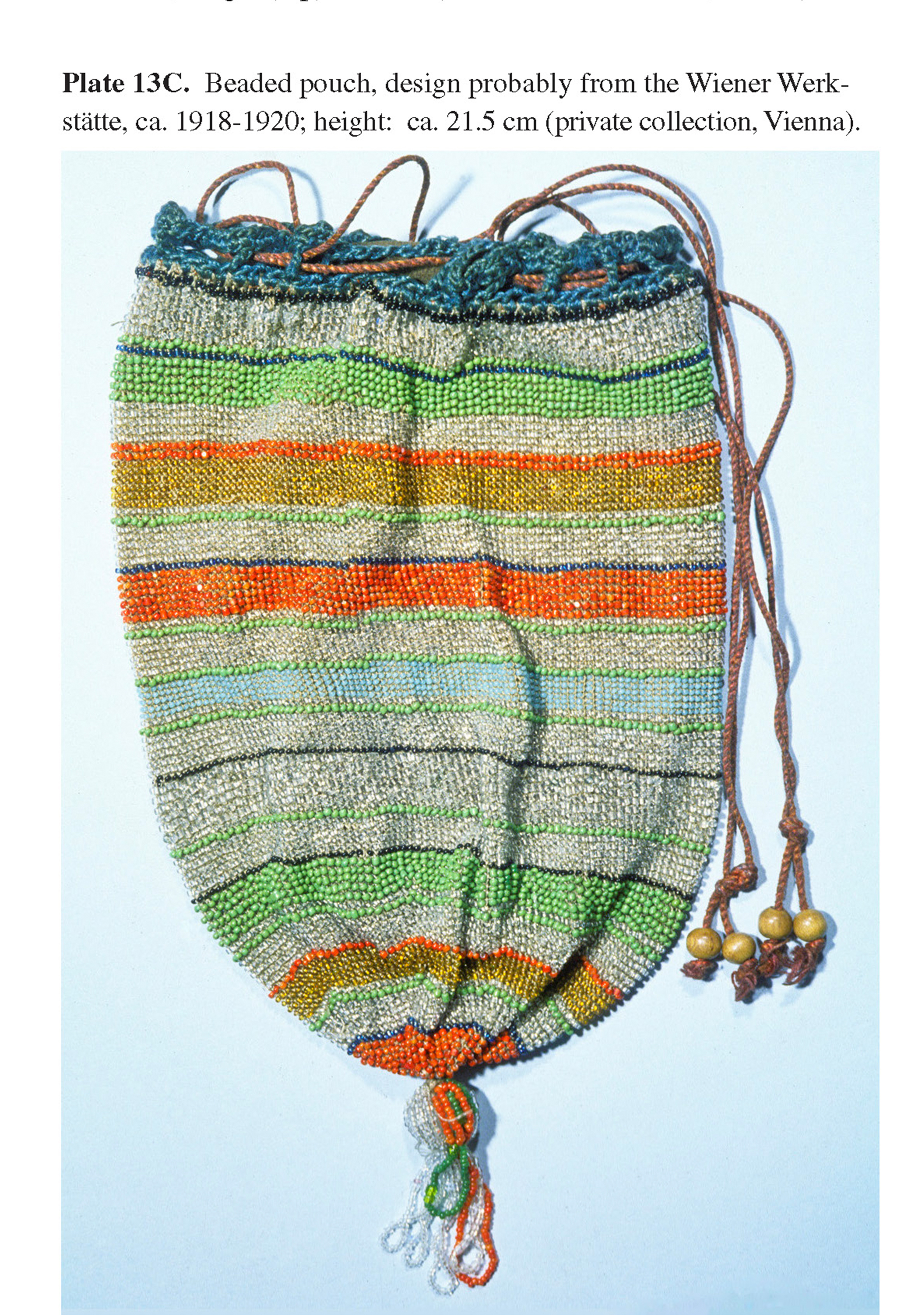 Plate 13C Beaded pouch, design probably from the Wiener Werkstätte, ca. 1918-1920; height: ca. 21.5 cm (private collection, Vienna).