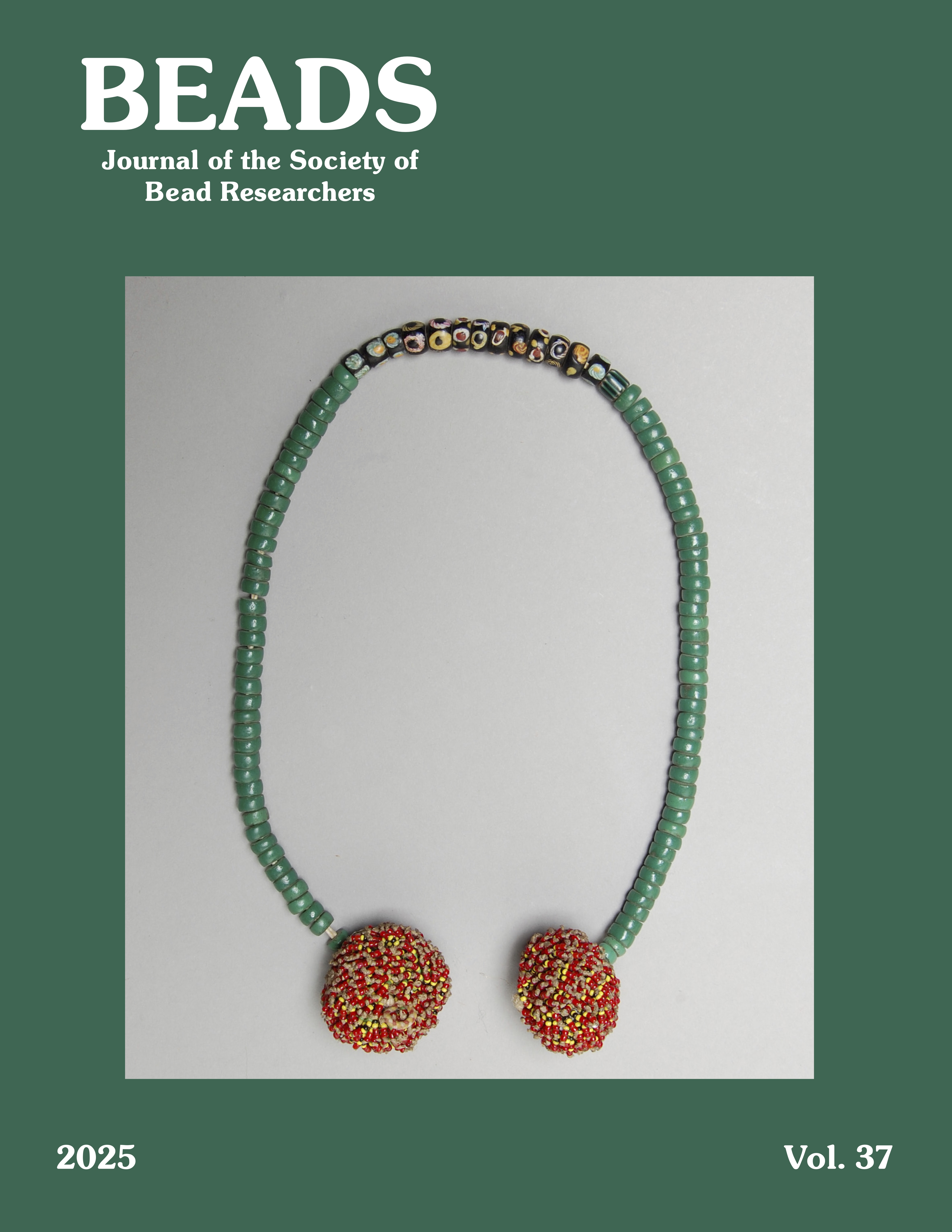 Cover of BEADS journal showing a bead necklace